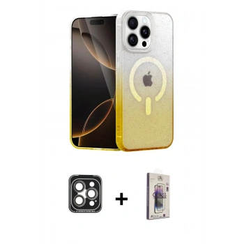 MARSİLYAN™- iPhone 15 Pro Max Kılıf Eksen Minimal Özel Seri - Siyah Bilvis 3D Cam Ekran Koruyucu + PVD Metal Kamera Lens - GI