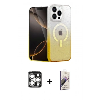 MARSİLYAN™- iPhone 15 Pro Max Kılıf Eksen Minimal Özel Seri - Siyah Bilvis 3D Mat Cam Ekran Koruyucu + PVD Metal Kamera Lens - GS