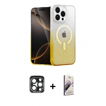 MARSİLYAN™- iPhone 15 Pro Max Kılıf Eksen Minimal Özel Seri - Siyah Bilvis 3D Mat Cam Ekran Koruyucu + PVD Metal Kamera Lens - LT