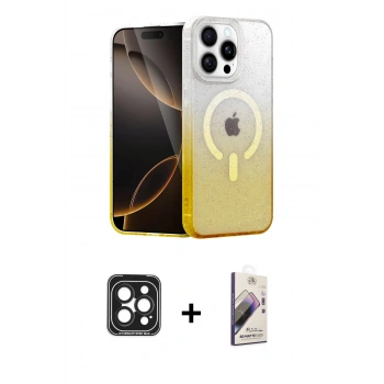 MARSİLYAN™- iPhone 15 Pro Max Kılıf Eksen Minimal Özel Seri - Siyah Bilvis 3D Mat Cam Ekran Koruyucu + PVD Metal Kamera Lens - SH