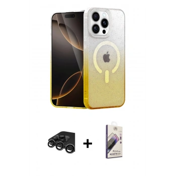 MARSİLYAN™- iPhone 15 Pro Max Kılıf Eksen Minimal Özel Seri - Siyah Bilvis 3D Mat Cam Ekran Koruyucu + Raze Metal Kamera Lens - TMGI
