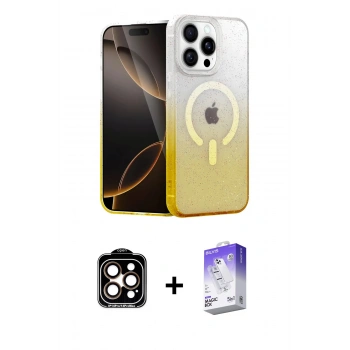 MARSİLYAN™- iPhone 15 Pro Max Kılıf Eksen Minimal Özel Seri - Siyah Bilvis 5in1 3D Magic Cam Ekran Koruyucu + PVD Metal Kamera Lens - TU
