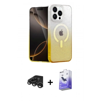 MARSİLYAN™- iPhone 15 Pro Max Kılıf Eksen Minimal Özel Seri - Siyah Bilvis 5in1 5D Magic Hayalet Cam Ekran Koruyucu + Raze Metal Kamera Lens - TMGI