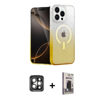 MARSİLYAN™- iPhone 15 Pro Max Kılıf Eksen Minimal Özel Seri - Siyah Bilvis Hayalet Cam Ekran Koruyucu + PVD Metal Kamera Lens - GI