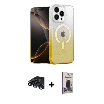 MARSİLYAN™- iPhone 15 Pro Max Kılıf Eksen Minimal Özel Seri - Siyah Bilvis Hayalet Cam Ekran Koruyucu + Raze Metal Kamera Lens - LT