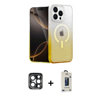 MARSİLYAN™- iPhone 15 Pro Max Kılıf Eksen Minimal Özel Seri - Siyah Bilvis Hayalet Cam Ekran Koruyucu + PVD Metal Kamera Lens - LT