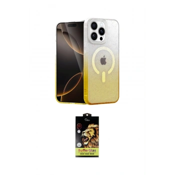 MARSİLYAN™- iPhone 15 Pro Max Kılıf Eksen Minimal Özel Seri - Siyah Buffer Cam Ekran Koruyucu