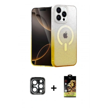 MARSİLYAN™- iPhone 15 Pro Max Kılıf Eksen Minimal Özel Seri - Siyah Buffer Cam Ekran Koruyucu + PVD Metal Kamera Lens - LT