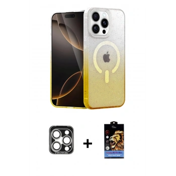 MARSİLYAN™- iPhone 15 Pro Max Kılıf Eksen Minimal Özel Seri - Siyah Buffer Hayalet Cam Ekran Koruyucu + PVD Metal Kamera Lens - GS