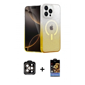 MARSİLYAN™- iPhone 15 Pro Max Kılıf Eksen Minimal Özel Seri - Siyah Buffer Hayalet Cam Ekran Koruyucu + PVD Metal Kamera Lens - TU