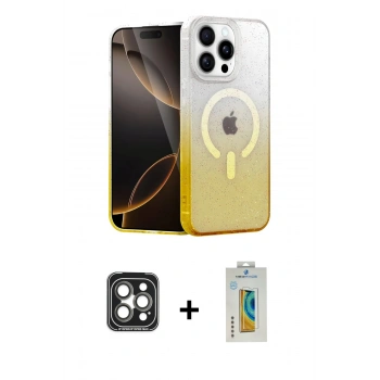 MARSİLYAN™- iPhone 15 Pro Max Kılıf Eksen Minimal Özel Seri - Siyah Polymer Nano Ekran Koruyucu + PVD Metal Kamera Lens - GI