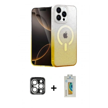 MARSİLYAN™- iPhone 15 Pro Max Kılıf Eksen Minimal Özel Seri - Siyah Polymer Nano Ekran Koruyucu + PVD Metal Kamera Lens - GS