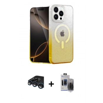 MARSİLYAN™- iPhone 15 Pro Max Kılıf Eksen Minimal Özel Seri - Siyah Vanessa Magic Hayalet Cam + Raze Metal Kamera Lens - LT