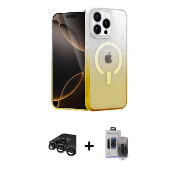 MARSİLYAN™- iPhone 15 Pro Max Kılıf Eksen Minimal Özel Seri - Siyah Vanessa Magic Hayalet Cam + Raze Metal Kamera Lens - TMGI