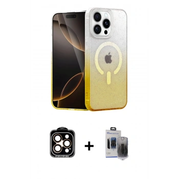 MARSİLYAN™- iPhone 15 Pro Max Kılıf Eksen Minimal Özel Seri - Siyah Vanessa Magic Hayalet Cam + PVD Metal Kamera Lens - TU