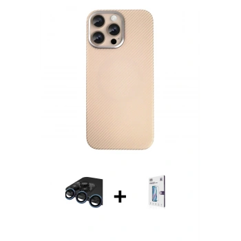 MARSİLYAN™- iPhone 15 Pro Max Kılıf Eksen Prime - Siyah Bilvis 0.18mm Plus Cam Ekran Koruyucu + Raze Metal Kamera Lens - LT