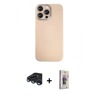 MARSİLYAN™- iPhone 15 Pro Max Kılıf Eksen Prime - Siyah Bilvis 3D Cam Ekran Koruyucu + Raze Metal Kamera Lens - LT