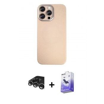 MARSİLYAN™- iPhone 15 Pro Max Kılıf Eksen Prime - Siyah Bilvis 5in1 5D Magic Hayalet Cam Ekran Koruyucu + Raze Metal Kamera Lens - GS