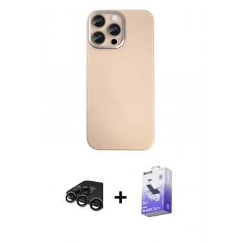 MARSİLYAN™- iPhone 15 Pro Max Kılıf Eksen Prime - Siyah Bilvis 5in1 5D Magic Hayalet Cam Ekran Koruyucu + Raze Metal Kamera Lens - TMGI