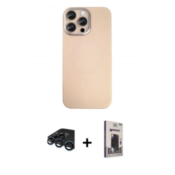 MARSİLYAN™- iPhone 15 Pro Max Kılıf Eksen Prime - Siyah Bilvis Hayalet Cam Ekran Koruyucu + Raze Metal Kamera Lens - LT