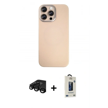 MARSİLYAN™- iPhone 15 Pro Max Kılıf Eksen Prime - Siyah Bilvis Hayalet Cam Ekran Koruyucu + Raze Metal Kamera Lens - SH
