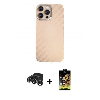 MARSİLYAN™- iPhone 15 Pro Max Kılıf Eksen Prime - Siyah Buffer Cam Ekran Koruyucu + Raze Metal Kamera Lens - GS