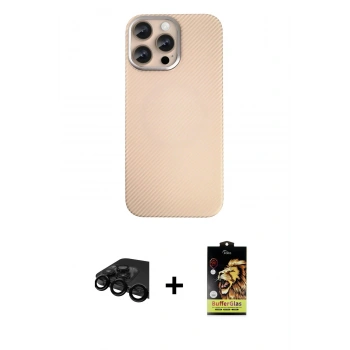 MARSİLYAN™- iPhone 15 Pro Max Kılıf Eksen Prime - Siyah Buffer Cam Ekran Koruyucu + Raze Metal Kamera Lens - SH