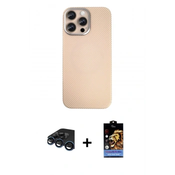 MARSİLYAN™- iPhone 15 Pro Max Kılıf Eksen Prime - Siyah Buffer Hayalet Cam Ekran Koruyucu + Raze Metal Kamera Lens - LT