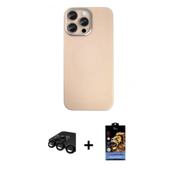 MARSİLYAN™- iPhone 15 Pro Max Kılıf Eksen Prime - Siyah Buffer Hayalet Cam Ekran Koruyucu + Raze Metal Kamera Lens - SH