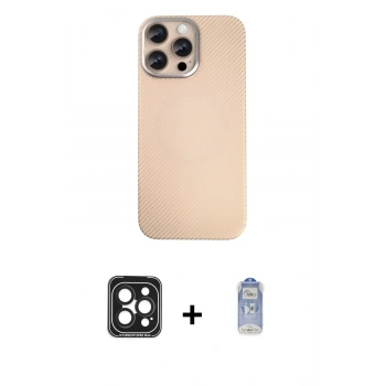 MARSİLYAN™- iPhone 15 Pro Max Kılıf Eksen Prime - Siyah Joko Magic 5D Cam + PVD Metal Kamera Lens - SH