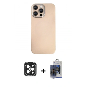 MARSİLYAN™- iPhone 15 Pro Max Kılıf Eksen Prime - Siyah Vanessa Magic Cam + PVD Metal Kamera Lens - SH