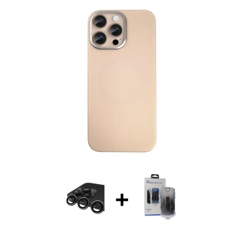 MARSİLYAN™- iPhone 15 Pro Max Kılıf Eksen Prime - Siyah Vanessa Magic Hayalet Cam + Raze Metal Kamera Lens - TMGI