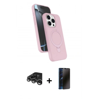 MARSİLYAN™- iPhone 15 Pro Max Kılıf İz Işık Koleksiyonu - Siyah 3D Antistatik Hayalet Cam Ekran Koruyucu + Raze Metal Kamera Lens - GS