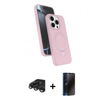 MARSİLYAN™- iPhone 15 Pro Max Kılıf İz Işık Koleksiyonu - Siyah 3D Antistatik Hayalet Cam Ekran Koruyucu + Raze Metal Kamera Lens - TMGI