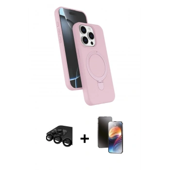 MARSİLYAN™- iPhone 15 Pro Max Kılıf İz Işık Koleksiyonu - Siyah 3D Antistatik Mat Seramik Nano Ekran Koruyucu + Raze Metal Kamera Lens - SH