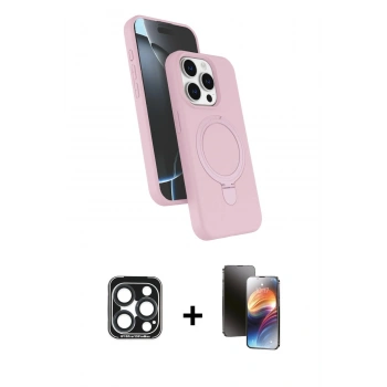 MARSİLYAN™- iPhone 15 Pro Max Kılıf İz Işık Koleksiyonu - Siyah 3D Antistatik Mat Seramik Nano Ekran Koruyucu + PVD Metal Kamera Lens - LT