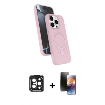 MARSİLYAN™- iPhone 15 Pro Max Kılıf İz Işık Koleksiyonu - Siyah 3D Antistatik Mat Seramik Nano Ekran Koruyucu + PVD Metal Kamera Lens - SH