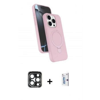 MARSİLYAN™- iPhone 15 Pro Max Kılıf İz Işık Koleksiyonu - Siyah Bilvis 0.18mm Plus Cam Ekran Koruyucu + PVD Metal Kamera Lens - LT