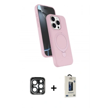 MARSİLYAN™- iPhone 15 Pro Max Kılıf İz Işık Koleksiyonu - Siyah Bilvis Hayalet Cam Ekran Koruyucu + PVD Metal Kamera Lens - LT