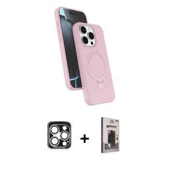 MARSİLYAN™- iPhone 15 Pro Max Kılıf İz Işık Koleksiyonu - Siyah Bilvis Hayalet Cam Ekran Koruyucu + PVD Metal Kamera Lens - GS