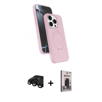 MARSİLYAN™- iPhone 15 Pro Max Kılıf İz Işık Koleksiyonu - Siyah Bilvis Hayalet Cam Ekran Koruyucu + Raze Metal Kamera Lens - SH