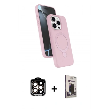 MARSİLYAN™- iPhone 15 Pro Max Kılıf İz Işık Koleksiyonu - Siyah Bilvis Hayalet Cam Ekran Koruyucu + PVD Metal Kamera Lens - TU