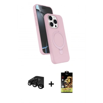 MARSİLYAN™- iPhone 15 Pro Max Kılıf İz Işık Koleksiyonu - Siyah Buffer Cam Ekran Koruyucu + Raze Metal Kamera Lens - SH