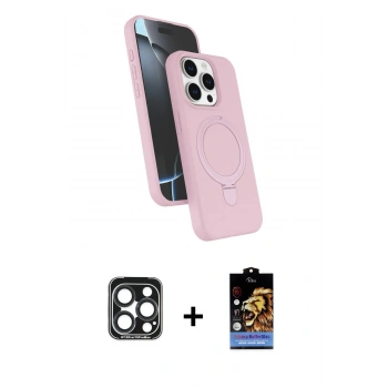 MARSİLYAN™- iPhone 15 Pro Max Kılıf İz Işık Koleksiyonu - Siyah Buffer Hayalet Cam Ekran Koruyucu + PVD Metal Kamera Lens - LT
