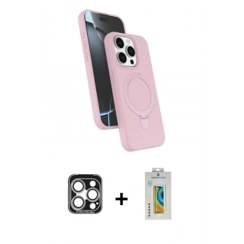 MARSİLYAN™- iPhone 15 Pro Max Kılıf İz Işık Koleksiyonu - Siyah Polymer Nano Ekran Koruyucu + PVD Metal Kamera Lens - GS