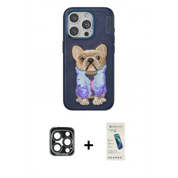 MARSİLYAN™- iPhone 15 Pro Max Kılıf İz Minimal Koleksiyonu - Şeffaf Pasifik Cam Ekran Koruyucu + PVD Metal Kamera Lens - LT