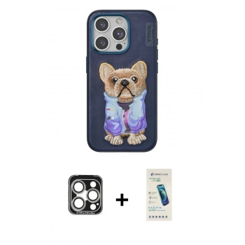 MARSİLYAN™- iPhone 15 Pro Max Kılıf İz Minimal Koleksiyonu - Şeffaf Pasifik Cam Ekran Koruyucu + PVD Metal Kamera Lens - GS