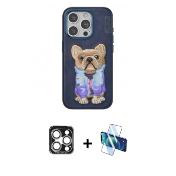 MARSİLYAN™- iPhone 15 Pro Max Kılıf İz Minimal Koleksiyonu - Siyah 3D Antistatik Seramik Nano Ekran Koruyucu + PVD Metal Kamera Lens - GS