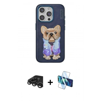 MARSİLYAN™- iPhone 15 Pro Max Kılıf İz Minimal Koleksiyonu - Siyah 3D Antistatik Seramik Nano Ekran Koruyucu + Raze Metal Kamera Lens - TMGI