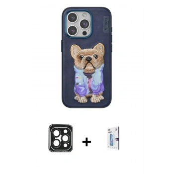 MARSİLYAN™- iPhone 15 Pro Max Kılıf İz Minimal Koleksiyonu - Siyah Bilvis 0.18mm Plus Cam Ekran Koruyucu + PVD Metal Kamera Lens - SH